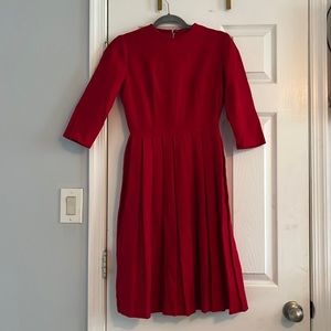Vintage red wool pleated dress